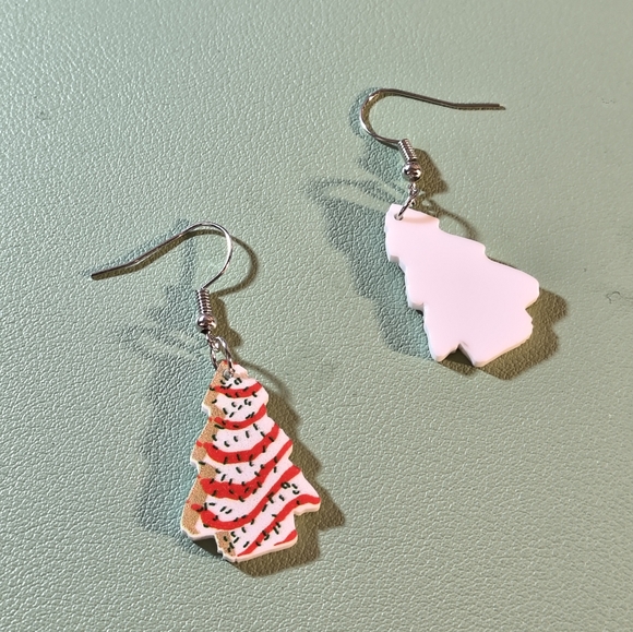 Hand Crafted Little Susie Christmas Tree Cake Earrings - Picture 3 of 3